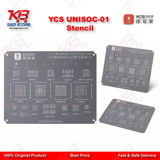 YCS UNISOC-01 BGA Reballing Stencil – For UMS9230H, UMS512T, UIS8910 Chipsets