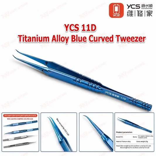  YCS 11D Titanium alloy blue Curved Tweezere