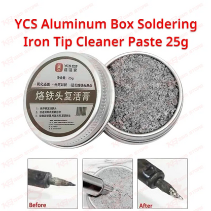 YCS Aluminum Box Soldering Iron Tip Cleaner Paste 25g