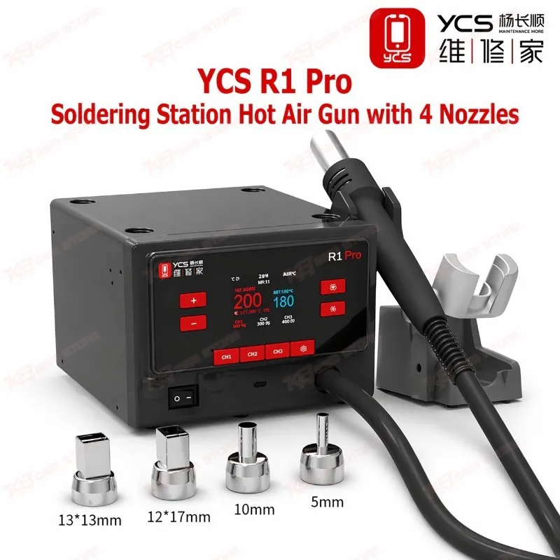 YCS R1 Pro Soldering Station Hot Air Gun with 4 Nozzles