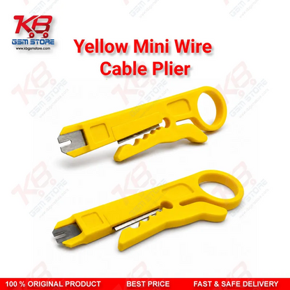 Yellow Mini Wire Cable Cutter & Stripper Plier – Compact Punch-Down Tool for Repair Benches