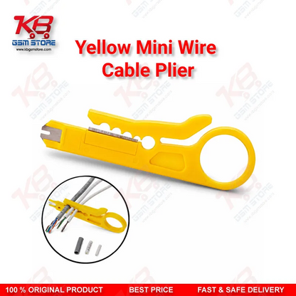 Yellow Mini Wire Cable Cutter & Stripper Plier – Compact Punch-Down Tool for Repair Benches