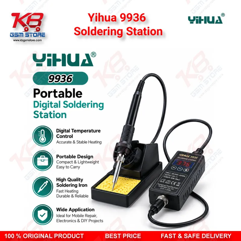 Yihua 9936 Soldering Station – 30W Portable Digital Temperature Controlled Soldering Iron Station for Mobile Repair