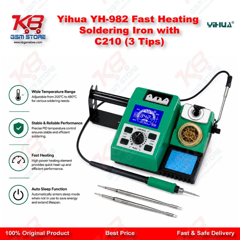 Yihua YH-982 Fast Heating Soldering Iron with C210 (3 Tips)
