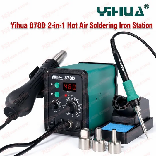 Yihua 878D 2-in-1 Hot Air Soldering Iron Station