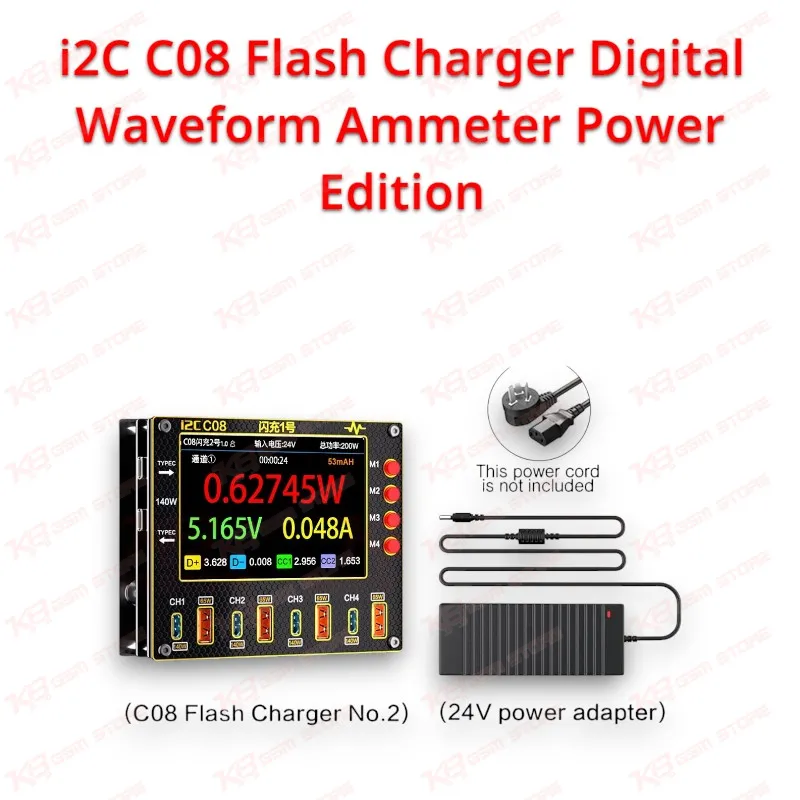 i2C C08 Flash Charger Digital Waveform Ammeter Power Edition