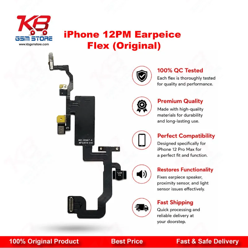 iPhone 12 Pro Max Earpiece Speaker & Proximity Sensor Flex Cable (Original Quality)