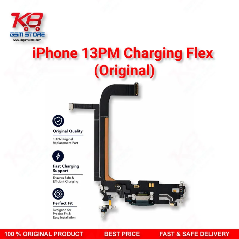 iPhone 13 Pro Max Original Charging Flex Cable – Lightning Dock Connector with Microphone & Antenna Assembly