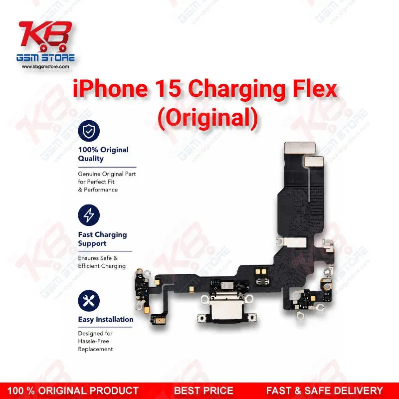 Apple iPhone 15 Original Charging Port Flex Cable – USB-C Dock Connector Replacement