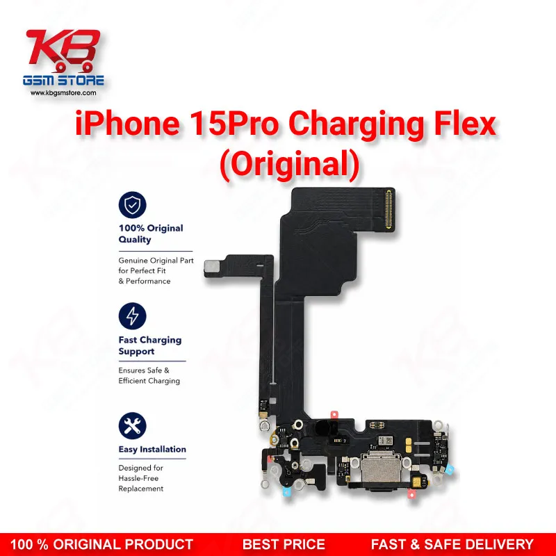 Apple iPhone 15 Pro Original Charging Port Flex Cable – USB-C Dock Connector Replacement