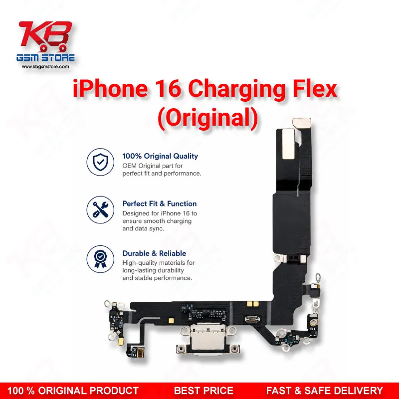 iPhone 16 Original Charging Port Flex Cable – USB-C Dock Connector Assembly Replacement