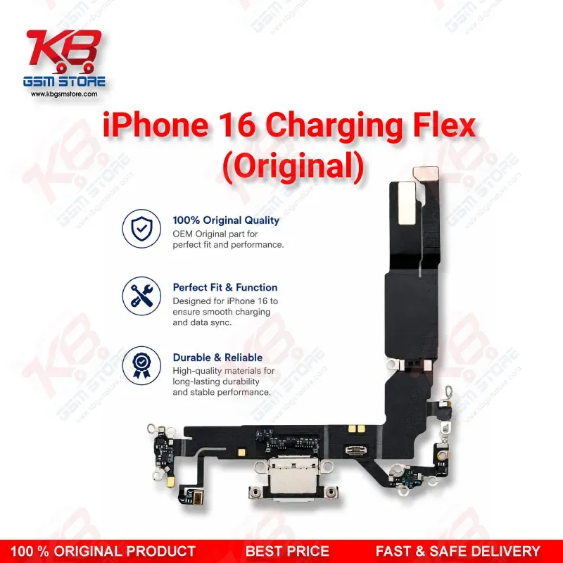 iPhone 16 Original Charging Port Flex Cable – USB-C Dock Connector Assembly Replacement