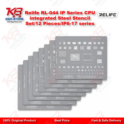 Relife RL-044 12-in-1 CPU Reballing Stencil Set – iPhone 6 to iPhone 17 Pro Max