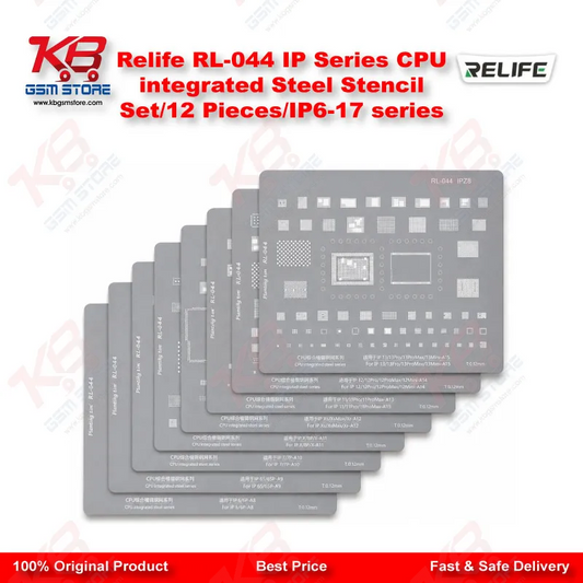 Relife RL-044 12-in-1 CPU Reballing Stencil Set – iPhone 6 to iPhone 17 Pro Max