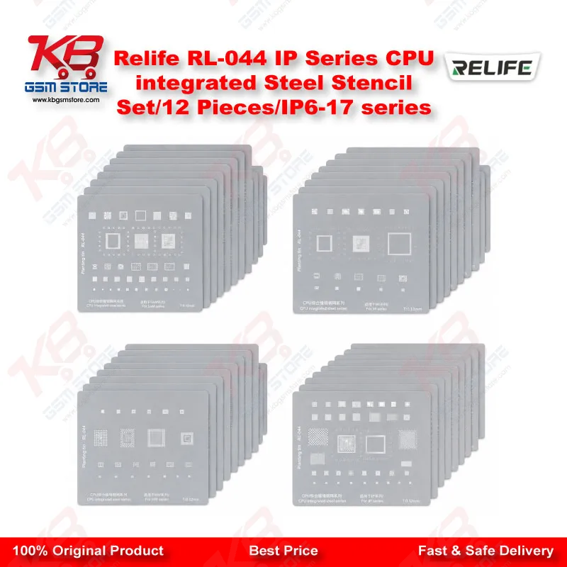 Relife RL-044 12-in-1 CPU Reballing Stencil Set – iPhone 6 to iPhone 17 Pro Max