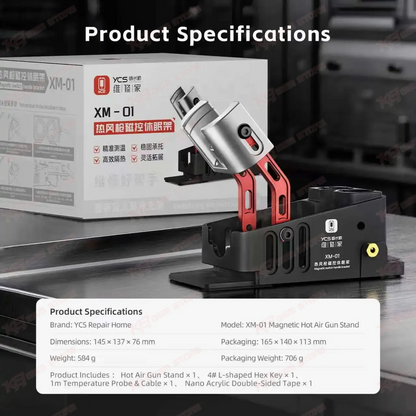 YCS XM-01 Magnetic Hot Air Gun Stand with Temperature Probe for PCB SMD Rework