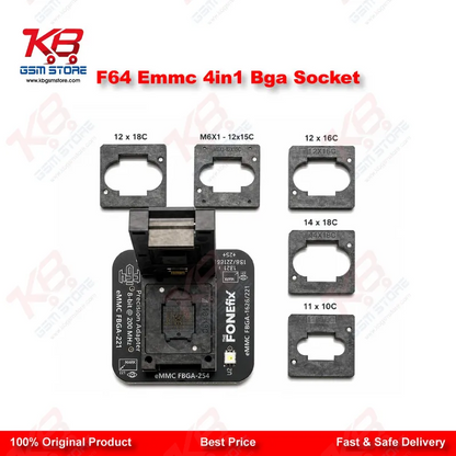 F64 EMMC 4in1 BGA Socket Adapter for Flash 64 Programmer – Chip-Off Recovery Tool