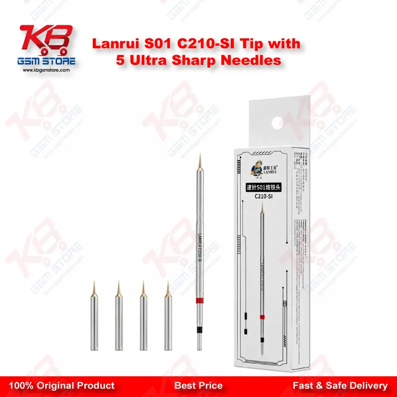 Lanrui S01 C210-SI Precision Soldering Iron Tip with 5 Ultra Sharp Needles