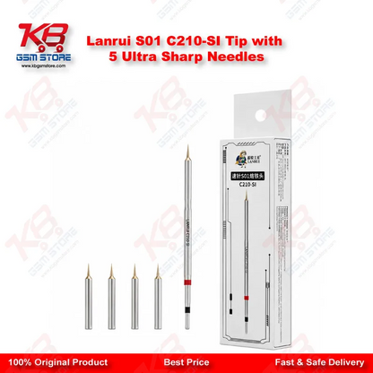 Lanrui S01 C210-SI Precision Soldering Iron Tip with 5 Ultra Sharp Needles
