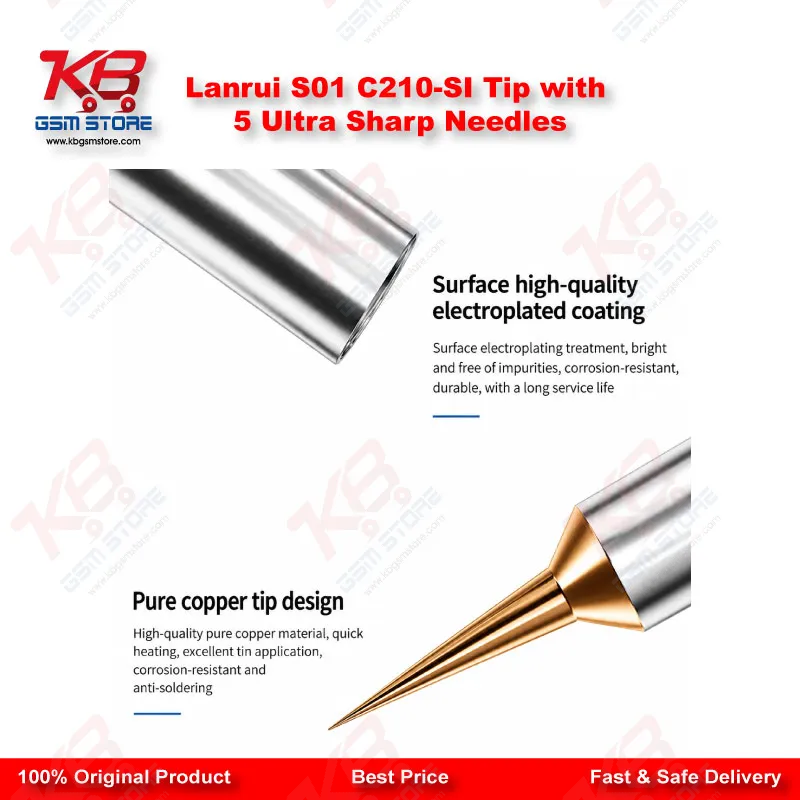 Lanrui S01 C210-SI Precision Soldering Iron Tip with 5 Ultra Sharp Needles
